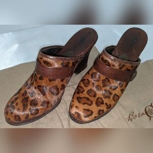 Born Crown Women’s Mules Clogs Dyed Pony Hair & Brown Leather Size 9 M/W